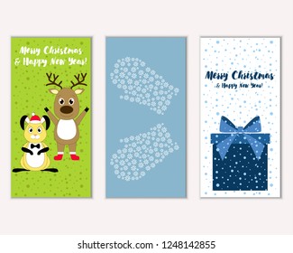 Vector illustration of winter holidays greeting cards