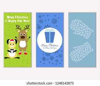 Vector illustration of winter holidays greeting cards