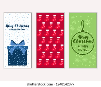 Vector illustration of winter holidays greeting cards