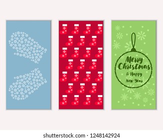 Vector illustration of winter holidays greeting cards
