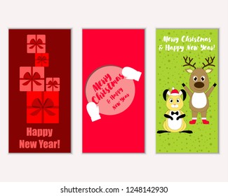 Vector illustration of winter holidays greeting cards