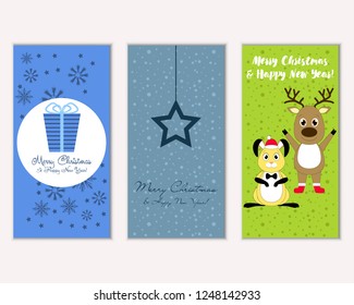 Vector illustration of winter holidays greeting cards