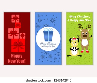 Vector illustration of winter holidays greeting cards