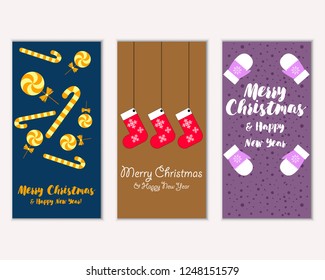 Vector illustration of winter holidays greeting cards