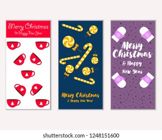 Vector illustration of winter holidays greeting cards