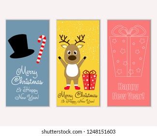 Vector illustration of winter holidays greeting cards