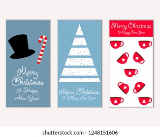 Vector illustration of winter holidays greeting cards