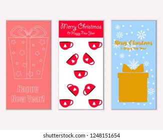 Vector illustration of winter holidays greeting cards