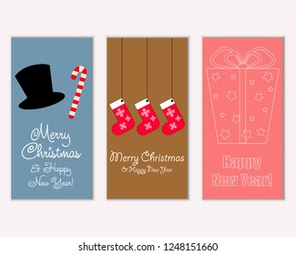 Vector illustration of winter holidays greeting cards