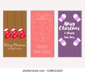 Vector illustration of winter holidays greeting cards