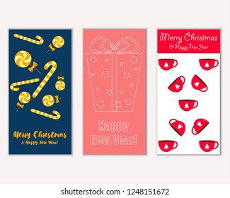 Vector illustration of winter holidays greeting cards