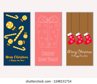 Vector illustration of winter holidays greeting cards