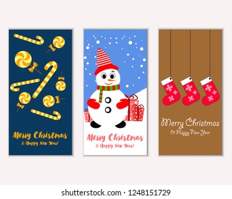 Vector illustration of winter holidays greeting cards