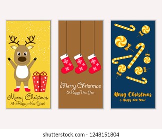 Vector illustration of winter holidays greeting cards