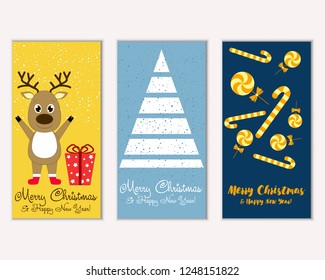 Vector illustration of winter holidays greeting cards