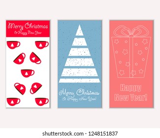 Vector illustration of winter holidays greeting cards