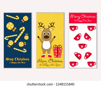 Vector illustration of winter holidays greeting cards