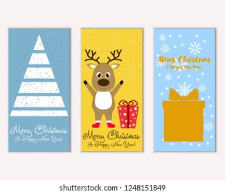 Vector illustration of winter holidays greeting cards
