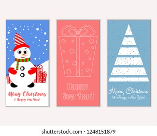 Vector illustration of winter holidays greeting cards
