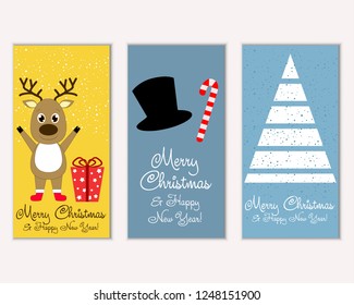 Vector illustration of winter holidays greeting cards