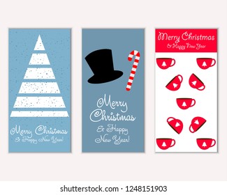 Vector illustration of winter holidays greeting cards