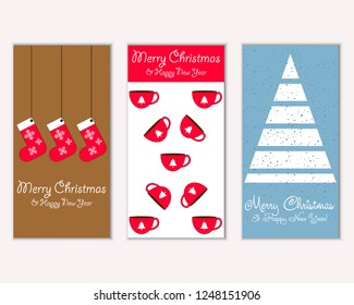 Vector illustration of winter holidays greeting cards