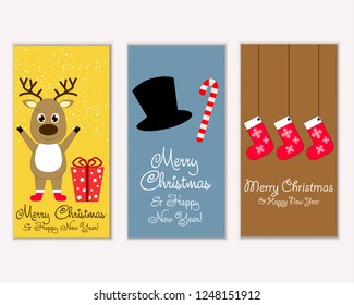 Vector illustration of winter holidays greeting cards