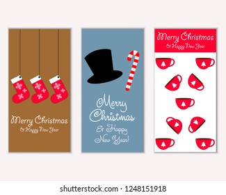 Vector illustration of winter holidays greeting cards