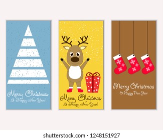 Vector illustration of winter holidays greeting cards