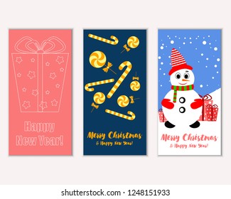 Vector illustration of winter holidays greeting cards