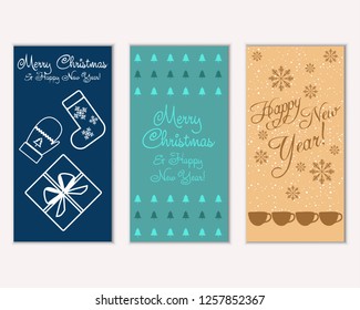 Vector illustration of winter holidays greeting cards