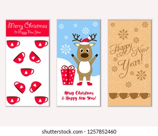 Vector illustration of winter holidays greeting cards