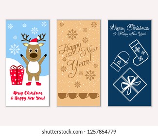 Vector illustration of winter holidays greeting cards