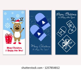 Vector illustration of winter holidays greeting cards