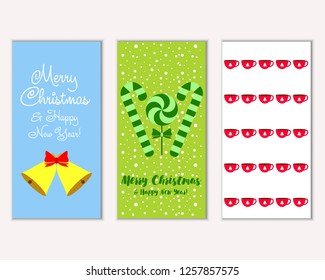 Vector illustration of winter holidays greeting cards
