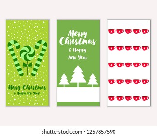 Vector illustration of winter holidays greeting cards