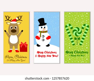 Vector illustration of winter holidays greeting cards