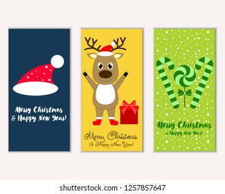 Vector illustration of winter holidays greeting cards