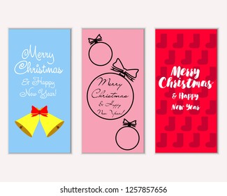 Vector illustration of winter holidays greeting cards