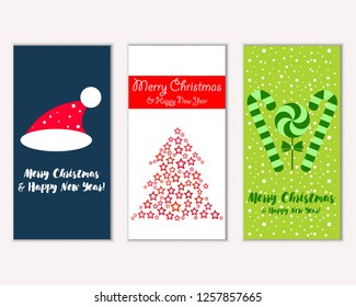 Vector illustration of winter holidays greeting cards