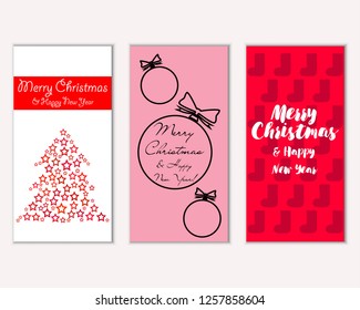 Vector illustration of winter holidays greeting cards