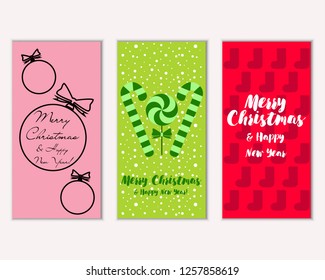 Vector illustration of winter holidays greeting cards