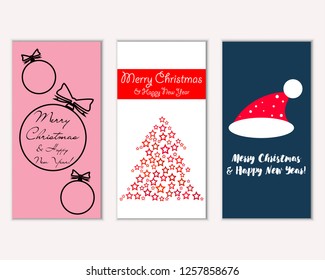 Vector illustration of winter holidays greeting cards