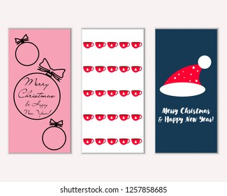 Vector illustration of winter holidays greeting cards