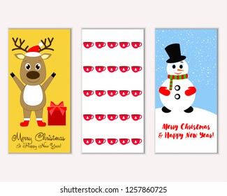 Vector illustration of winter holidays greeting cards