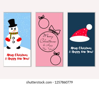 Vector illustration of winter holidays greeting cards