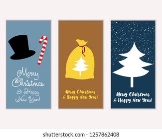 Vector illustration of winter holidays greeting cards