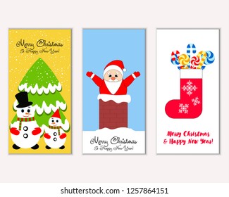 Vector illustration of winter holidays greeting cards