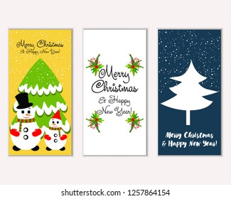 Vector illustration of winter holidays greeting cards