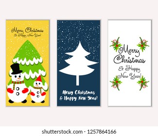 Vector illustration of winter holidays greeting cards